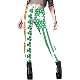 Flaminet Women Mardi Gras Party Costume Stretchy Leggings Tights Carnival Pant for Party Outfit