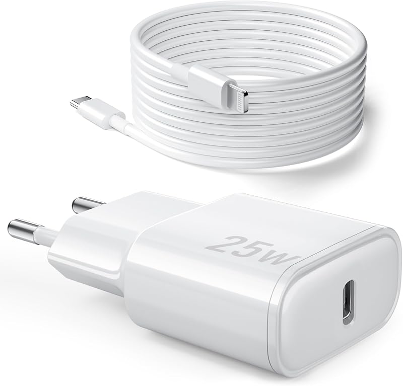 Schnellladegerät für iPhone 14 13 12 11 [Pro/Plus/Pro Max] - 25 W USB-C-Ladegerät und Lightning-Kabel von 1 m — Foto 1 von 7