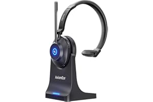 Bluetooth Wireless Headset with Mic for Work, Advanced Noise Reduction Microphone, Clear Calls - Comfortable On-Ear Headphone