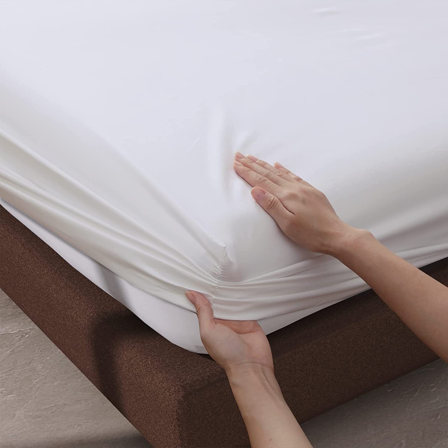 Rayyan Linen Extra Deep Fitted Sheet Fully Elasticated 40CM 100% Egyptian Cotton 200 Thread Counts (White, Single)