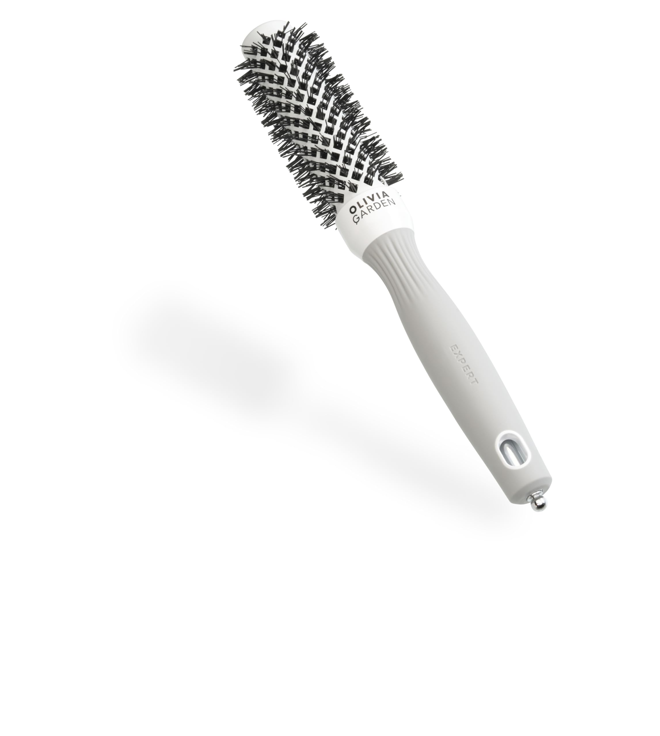 Olivia Garden Expert Blowout Shine – White & Grey - 25 - Ceramic Coated Round Brush for Smooth Blowout, Frizz-Free Hair & Radiant Shine — image 1