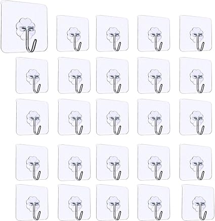 LABOTA 20PCS Transparente Klebehaken, Küchenwandhaken Heavy Duty 10 kg
