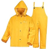 WCBDUT Rain Suit for Men Women Leathercraft Rain Gear Heavy Duty 3-Piece Commercial Rain Jacket with Bib Pants Overall