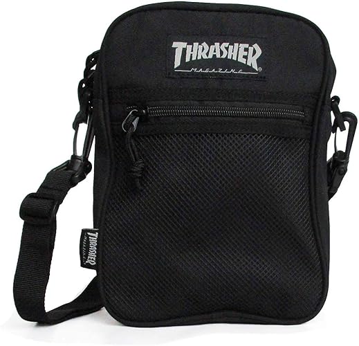 Amazon スラッシャー Thrasher 縦型メッシュミニショルダーバッグ メンズ レディース 商品 Black White Thrasher スラッシャー ショルダーバッグ