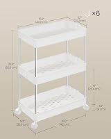 SONGMICS 3-Tier Storage Trolley 360° Wheels Cloud White KSC009W01 view 4