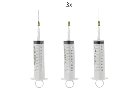 3 Stück Spritze Set Liquidspritze Hobbyspritze mit stumpfer Nadel verschiedene Größen für E-Liquid Aroma Hobby und Heimwerk 1