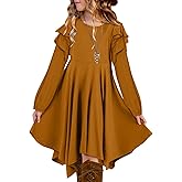 blibean Girls Long Sleeve High Low Dresses Tween Cute Swing Dress Size 6-15 Years