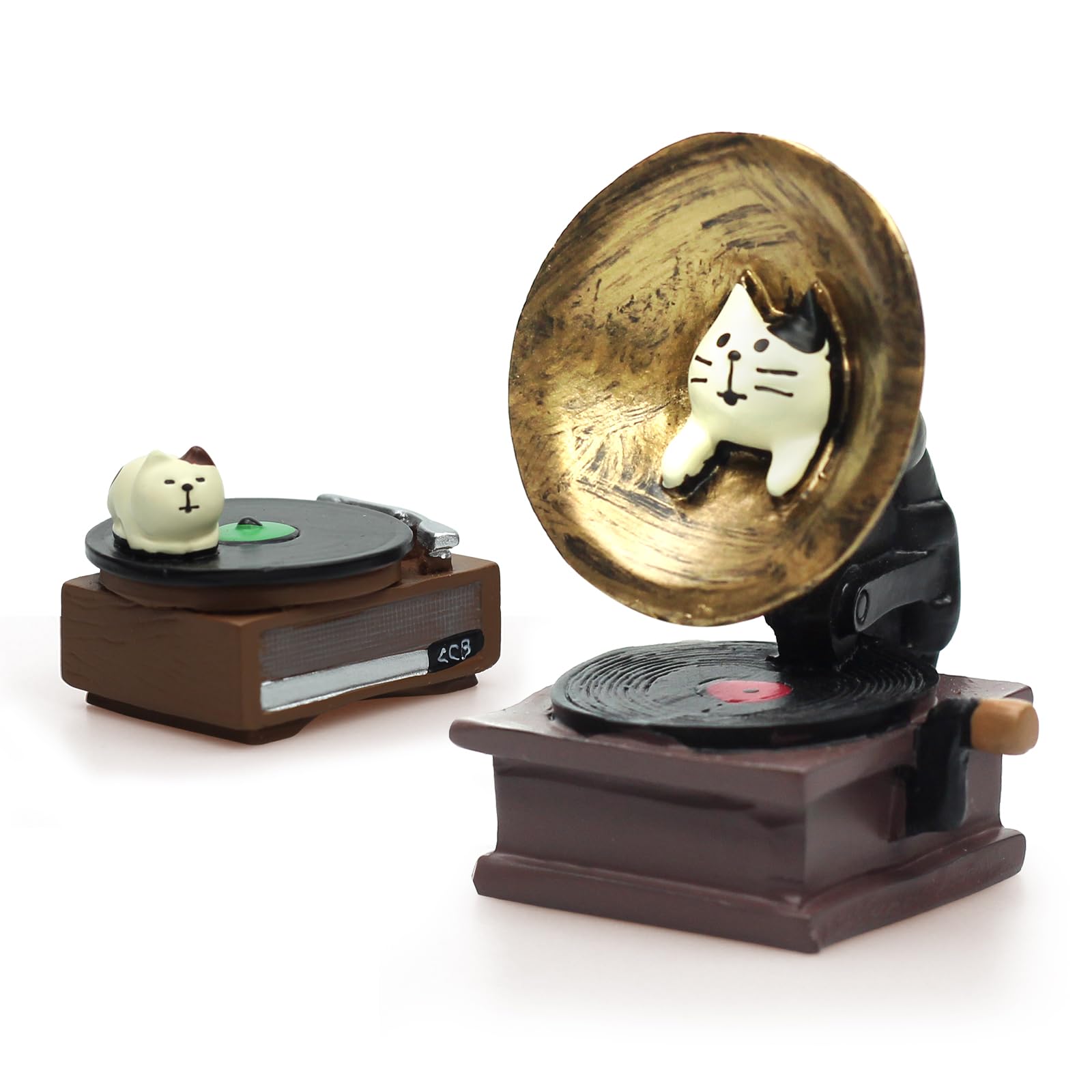 Photo 1 of RAQWI Cat Vintage Phonograph and Cat Record Player Figurine Suitble for Office, Home Decoration Perfect Cute Cat Gift for Cat Lovers
