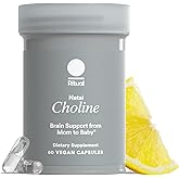 Ritual Natal Choline Supplement 550mg - 60 Capsules - 30 Servings | Support Baby&rsquo;s Cognitive Function When Taken During Pregnancy and Postpartum Choline Content in Breastmilk* - Vegan - Citrus