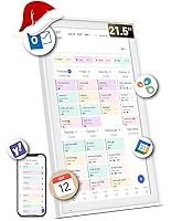 BSIMB 21.5 Inch Digital Calendar Wall Touch Screen - Chore Chart, Meal Planner, Rewards System, Photo Display, Smart Electronic Calendar Interactive Hearth Display for Family Planner Seamless Scheduling White