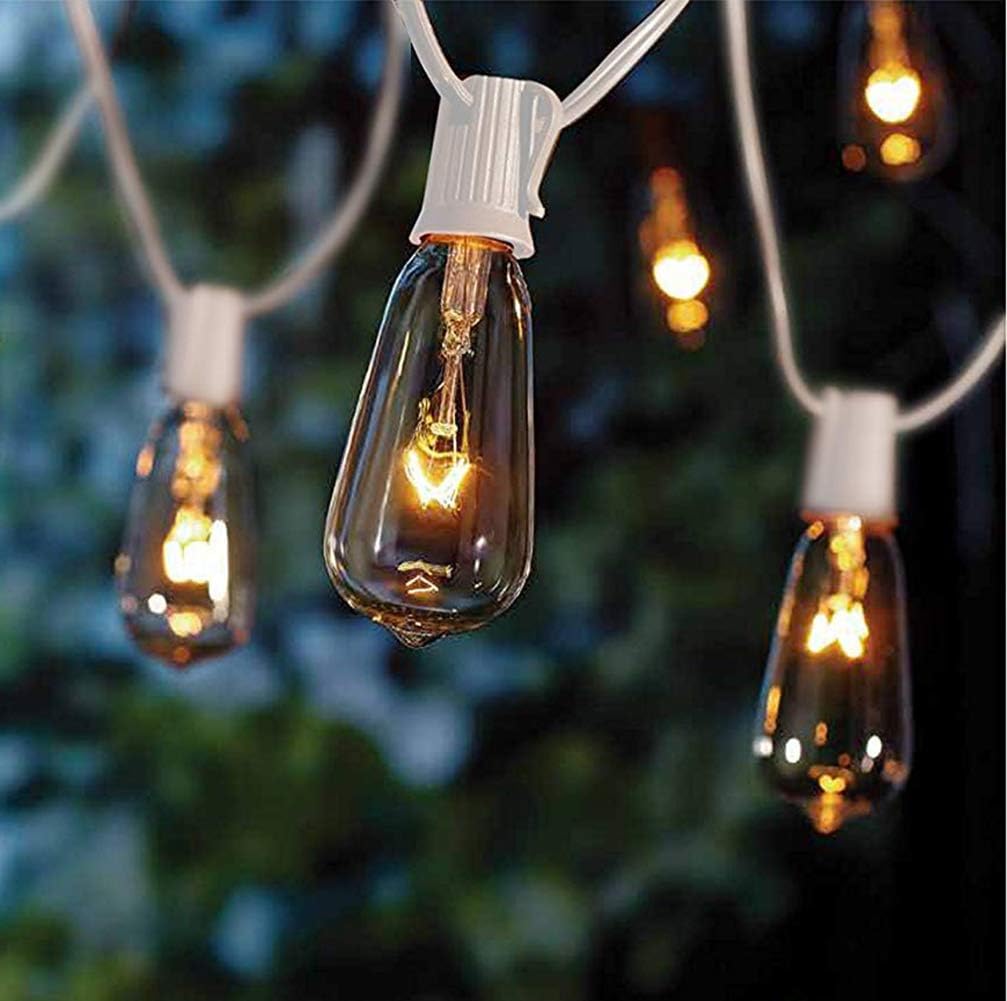 Goothy 20Ft Outdoor Patio String Lights,Set of 20 Glass ST40 Edison Style C9/E17 Base Bulb String Lights Garden/Backyard Party/Wedding Outdoor String Lights(Plus 2 Extra Bulbs)-White