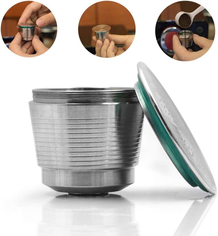 TiooDre Capsules Cup,New Stainless Steel Metal Reusable Capsule Refillable Reusable for Nespresso U Coffee Machine for i cafilas-Silver