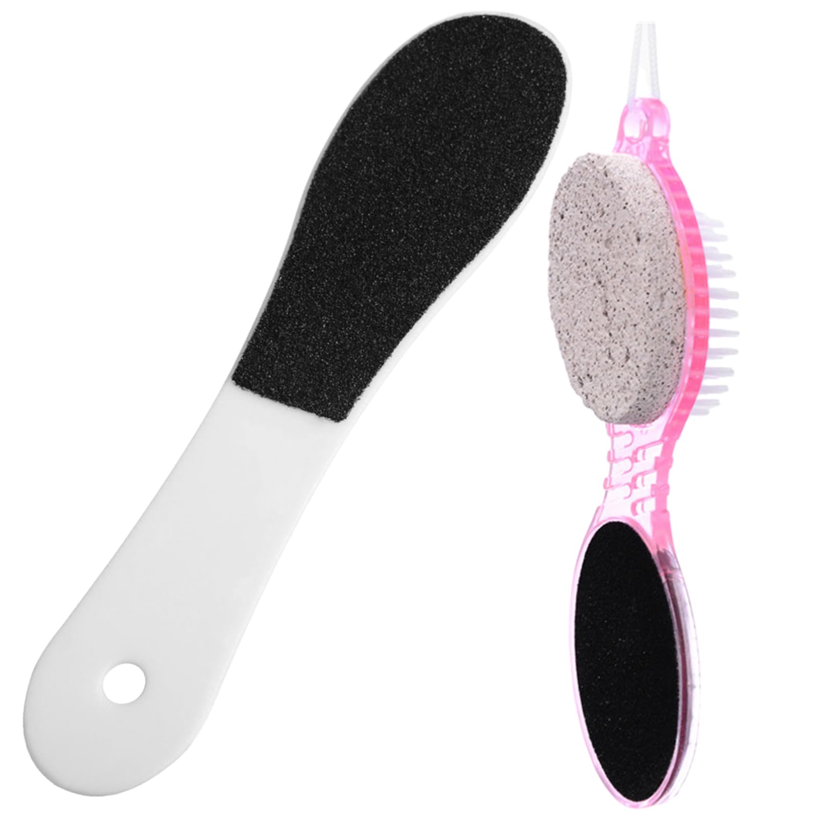 Natural Pumice Stones for Feet,4 in 1 Foot File with Pumice Stone, Sandpaper File,Premium Exfoliator & Foot File,Foot File Callus Remover Foot Cracked Heels,Dead Skin,Hard Skin(Black+White)