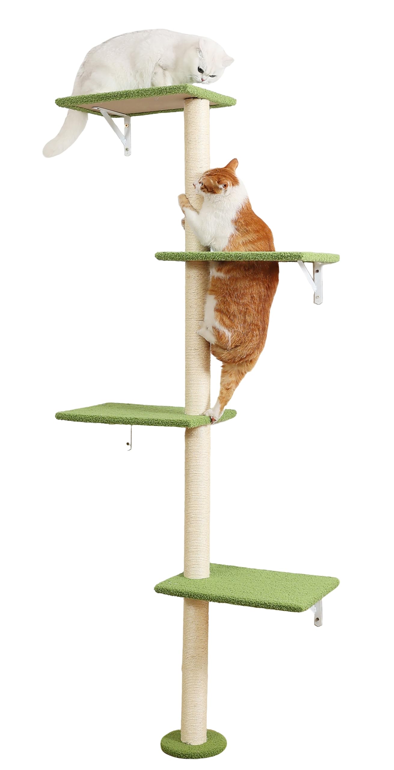 Photo 1 of Tall Cat Scratching Posts,4 Tier Corner Cats Tree, Wall Mounted Kitten Tower,Carpeted Climbing Wall for Indoor Kitty Perching,Playing and Lookout(Green)