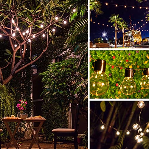 Lichterkette Glühbirnen Außen, 3M 20er LED Aussen G40 Glühbirnen Lichterkette mit Batterie, 8 Modi Wasserdichte Lichterkette, Warmweiß Garten Lichterkette Beleuchtung für Party Garten Hof Balkon