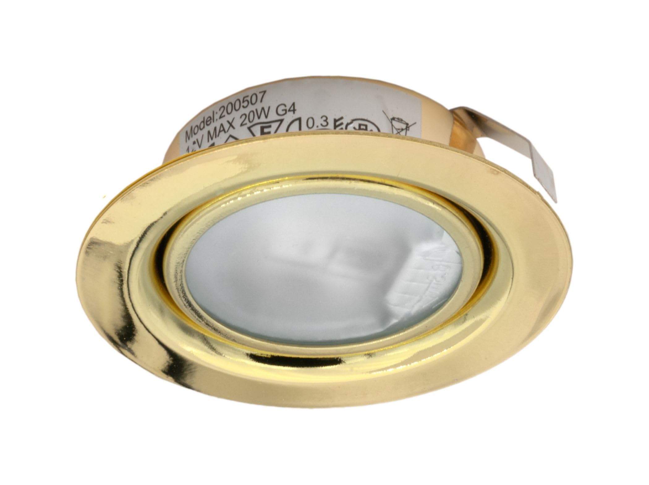 Leyton Lighting 12v 20w halogen recessed downlight brass warm white low voltage (Driver Required)