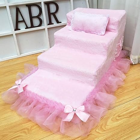 Amazon Co Jp Ljh ベッドステップ ペット階段 ペット用クライミング用品犬用階段 階段高密度スポンジ洗える手作り 複数色 Color Pink Size 80 40 40cm ホーム キッチン