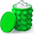 ALLADINBOX Ice Cube Mold Ice Trays, Large Silicone Ice Bucket, (2 in 1) Ice Cube Maker, Round,Portable (Green)