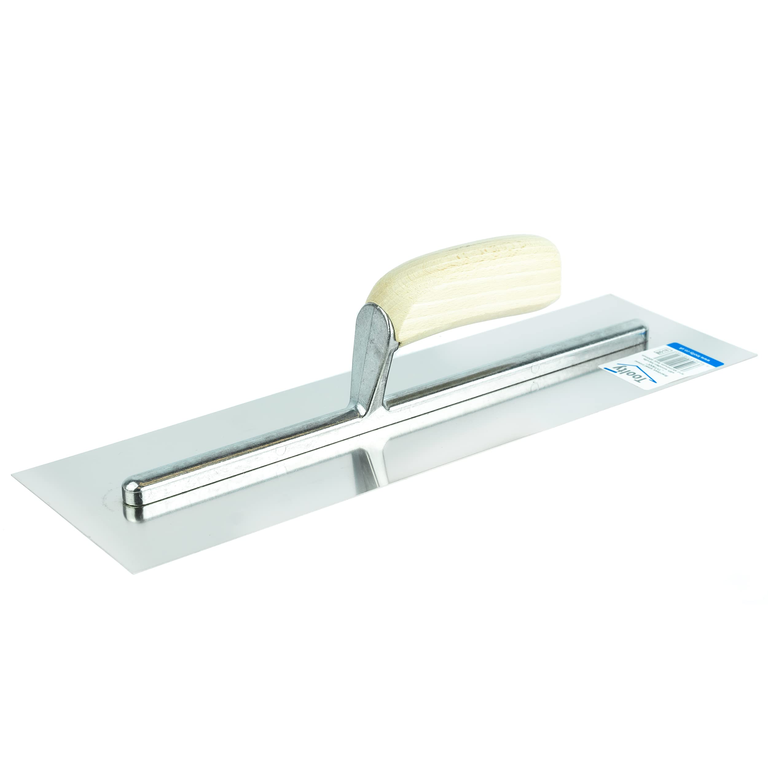 Toolty Stainless Steel Finishing Trowel - 400mm - Wooden Handle - for Brickwork and Plastering - DIY- TLTY-8018