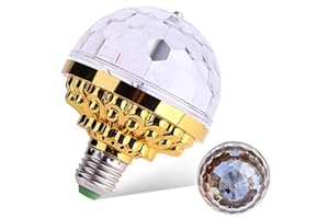 LED Rotating Crystal Ball Disco Stage Light, RGB Colorful Auto Changing, 6W E26 E27 Base, 100-240V, for Home Club Bar Party