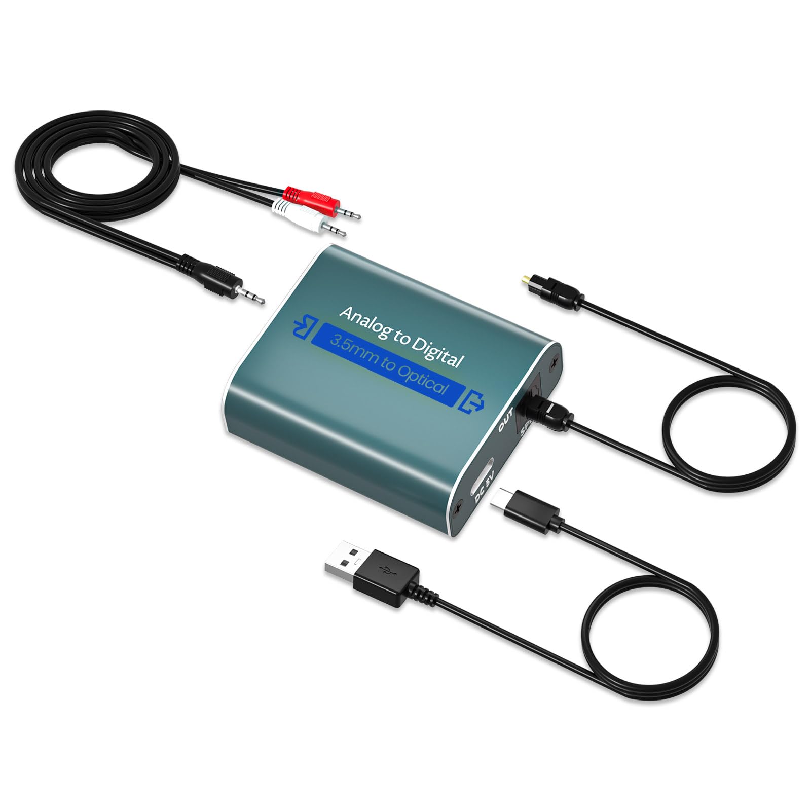 Photo 1 of AMANKA Analog to Digital Audio Converter with Optical Cable, 3.5 mm Jacks AUX to Digital Coaxial Toslink Fiber Optic Audio Converter with Fiber Optic Cable for PS4 Xbox HDTV DVD Headphone