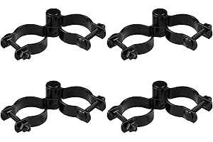 VIVIDA 1-3/8" Black Gate Hinge Kit for Chain Link Fence 4 Set, Black Powder Coated, Chain Link Gate Hardware