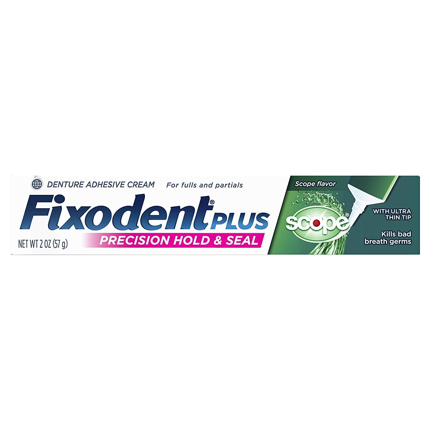 Fixodent Plus Scope Flavor Food Seal Denture Adhesive Cream 2-oz., Broom