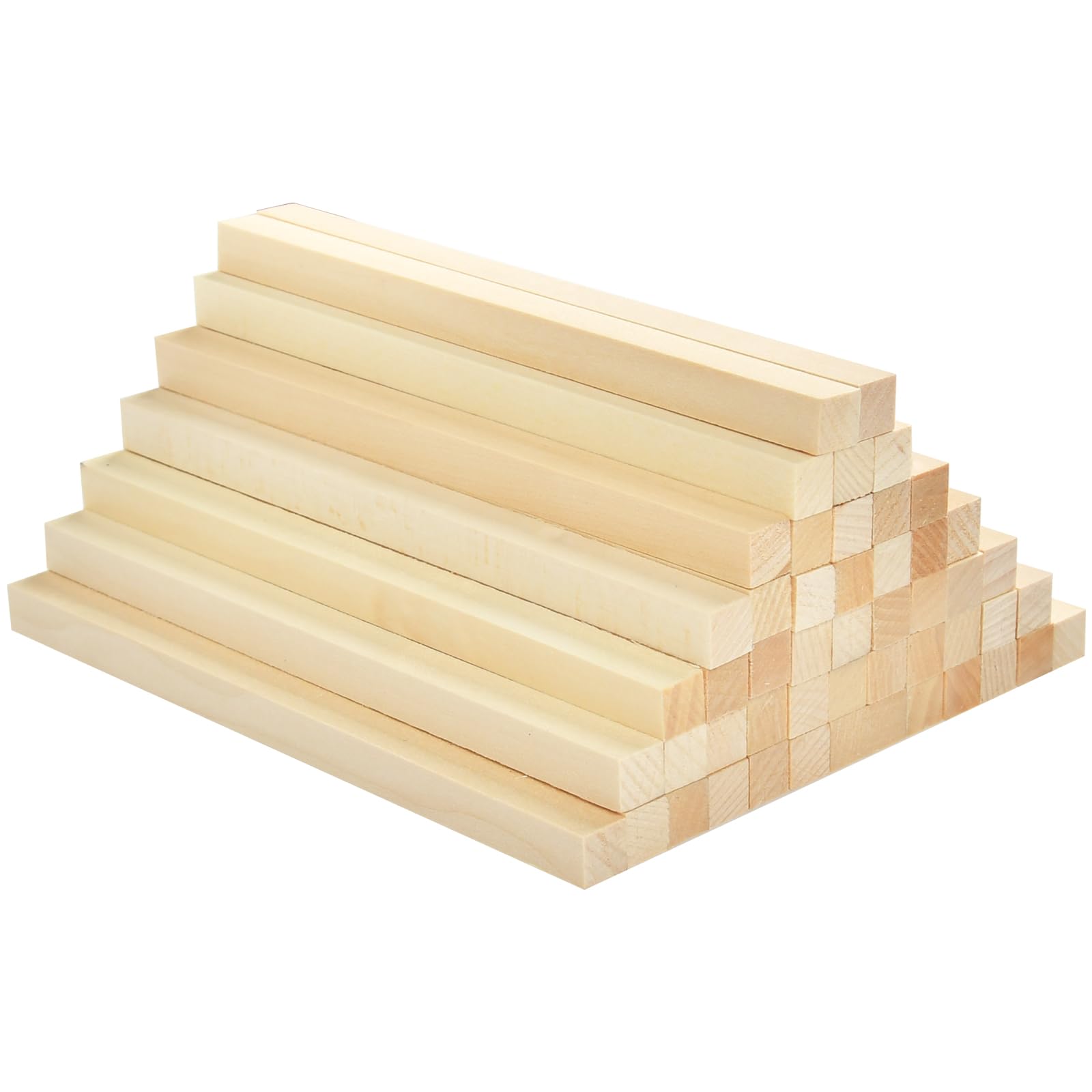 50PCS Wooden Dowel Sticks Square, Wooden Sticks Dowels Rods Unfinished Woodens Rod Dowel Square-Stick for Craft Squares Woodstick Rod Dowels. Natural Wood Blocks for Carving Craft DIY (25 x 1 x 1 cm)