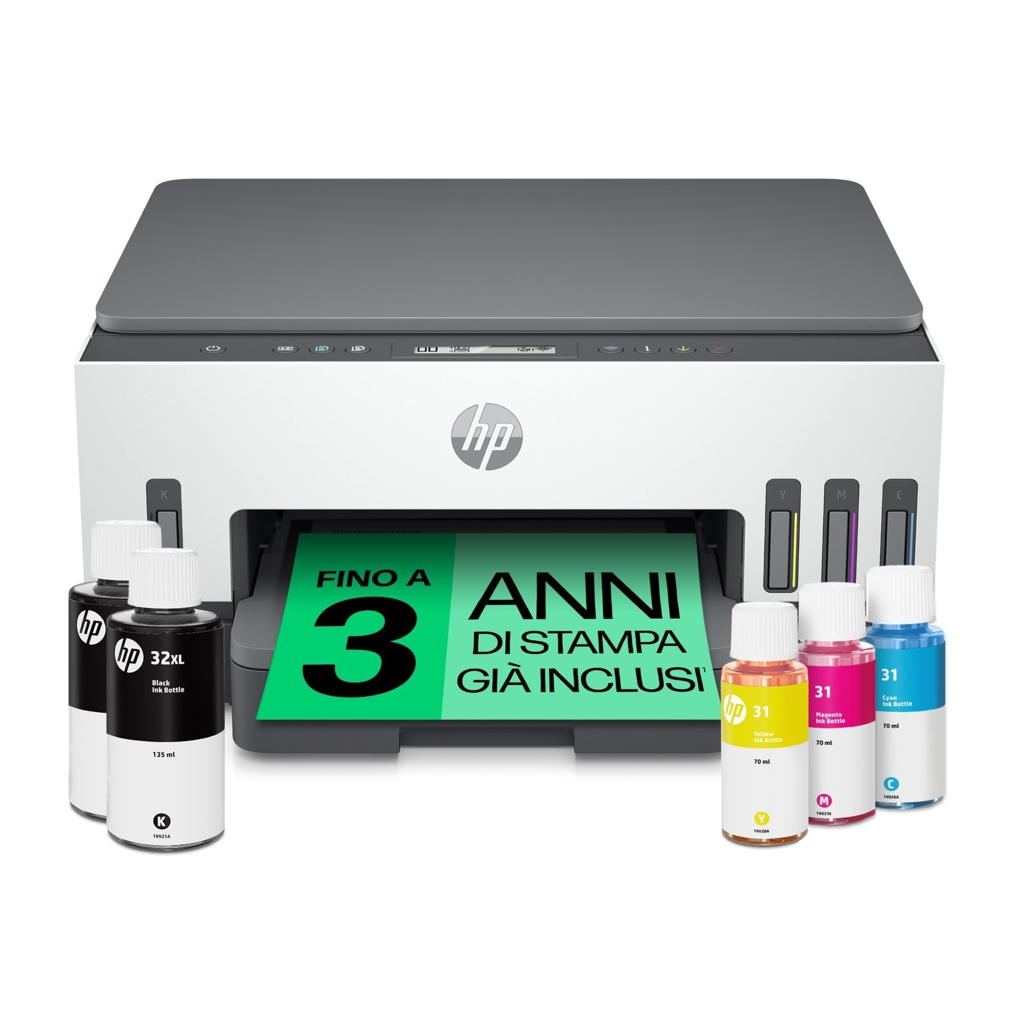 HP Smart Tank Plus 7005 AiO 28B54A, Stampante Multifunzione a Colori, Serbatoio d'Inchiostro ad Alto Volume di Stampa, Fino a 12000 Pagine (Nero) e 8000 Pagine (Colore), F/R Automatica, Wi-Fi, Bianca