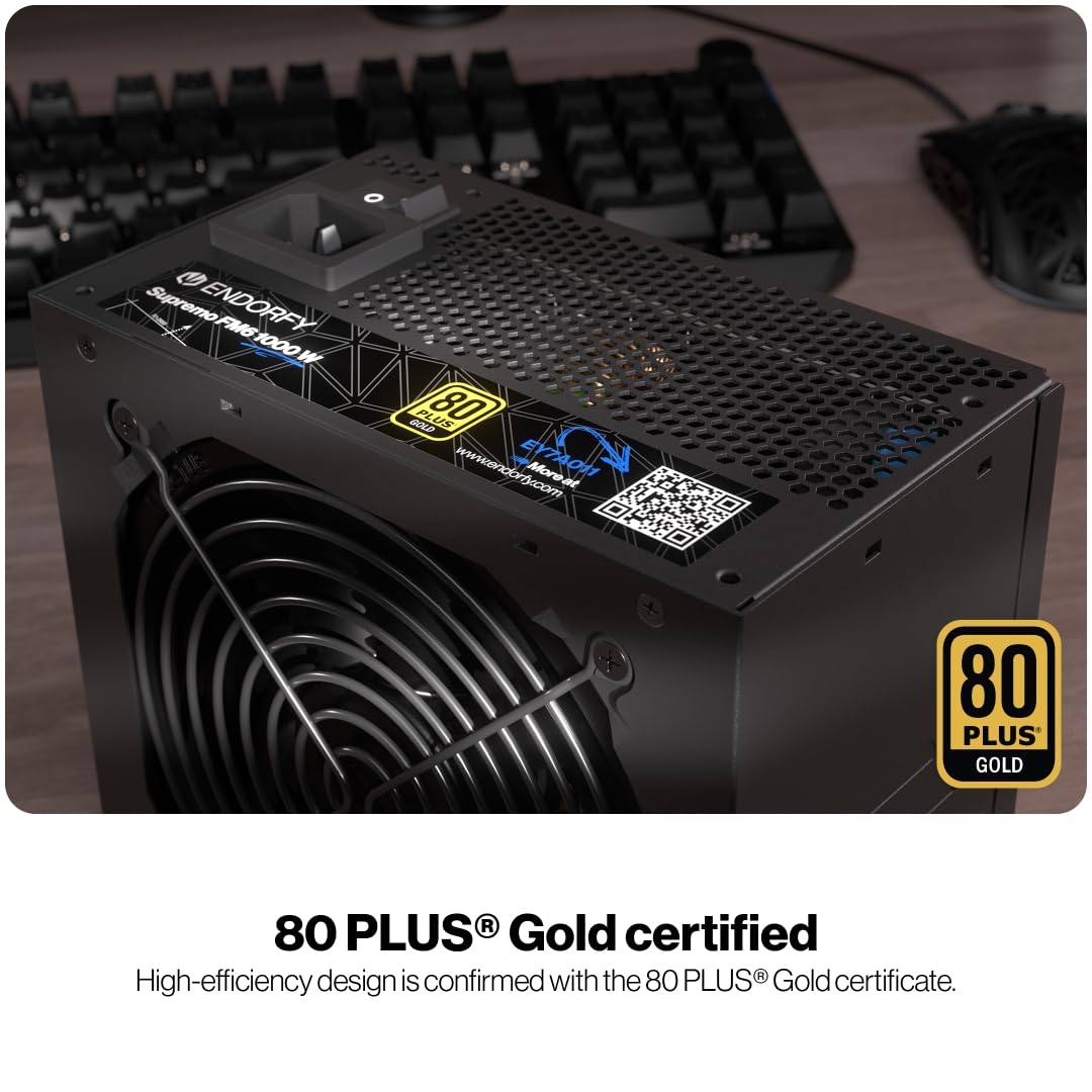 Endorfy Supremo Fm6 Gold 1000 W – Fully Modular Atx 3.1 &Amp; Pcie 5.1 Compliant Power Supply With 12V-2X6 Cable – Cybenetics Platinum Efficiency, 105°C-Rated Capacitors, Modern Standby Mode – Black - View 6