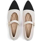 Bebxufa Women's Pointed Toe Knit Mary Jane Ballet Flats for Office Casual Wear Stretchy Dressy Slip-On Shoes with Arch Support