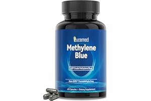 Lucemed Methylene Blue Capsules, 99.99% Purity USP Pharmaceutical Grade Methylene Blue for Humans, Added Vitamin C Easter & Cocoa Powder, 60 Capsules