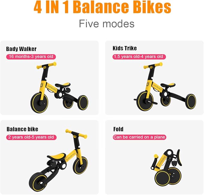 Olyspm 5 En 1 Velo Draisienne Tricycle Enfant Tricycle Pour Bebe 2 6 Ans Velo Sans Pedale Avec Putter Hauteur Dassise Reglable Comme Cadeau Pour Les Garcons Et Les Filles Jeux De Plein Air Et