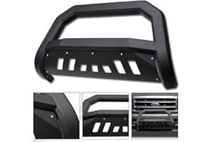 VXMOTOR for 1999-2004 Ford F250 / F350 / F450 / F550 Superduty ; for 2000-2004 Ford Excursion - Matte Black AVT Style Bold Series Bull Bar Brush Push Front Bumper Grill Grille Guard with Skid Plate