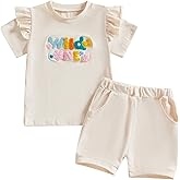 mlpeerw Toddler Baby Girl Summer Clothes Ruffle Short Sleeve T Shirt Tops Shorts 2 Piece Outfit Cute Baby Girl Clothes