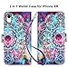 Vofolen Case for iPhone XR Case Wallet Leather PU Flip Cover Folio Detachable Magnetic Slim Shell Dual Layer Heavy Duty Protective Bumper Armor Wristband Card Holder for iPhone XR 10R Flower Mandala