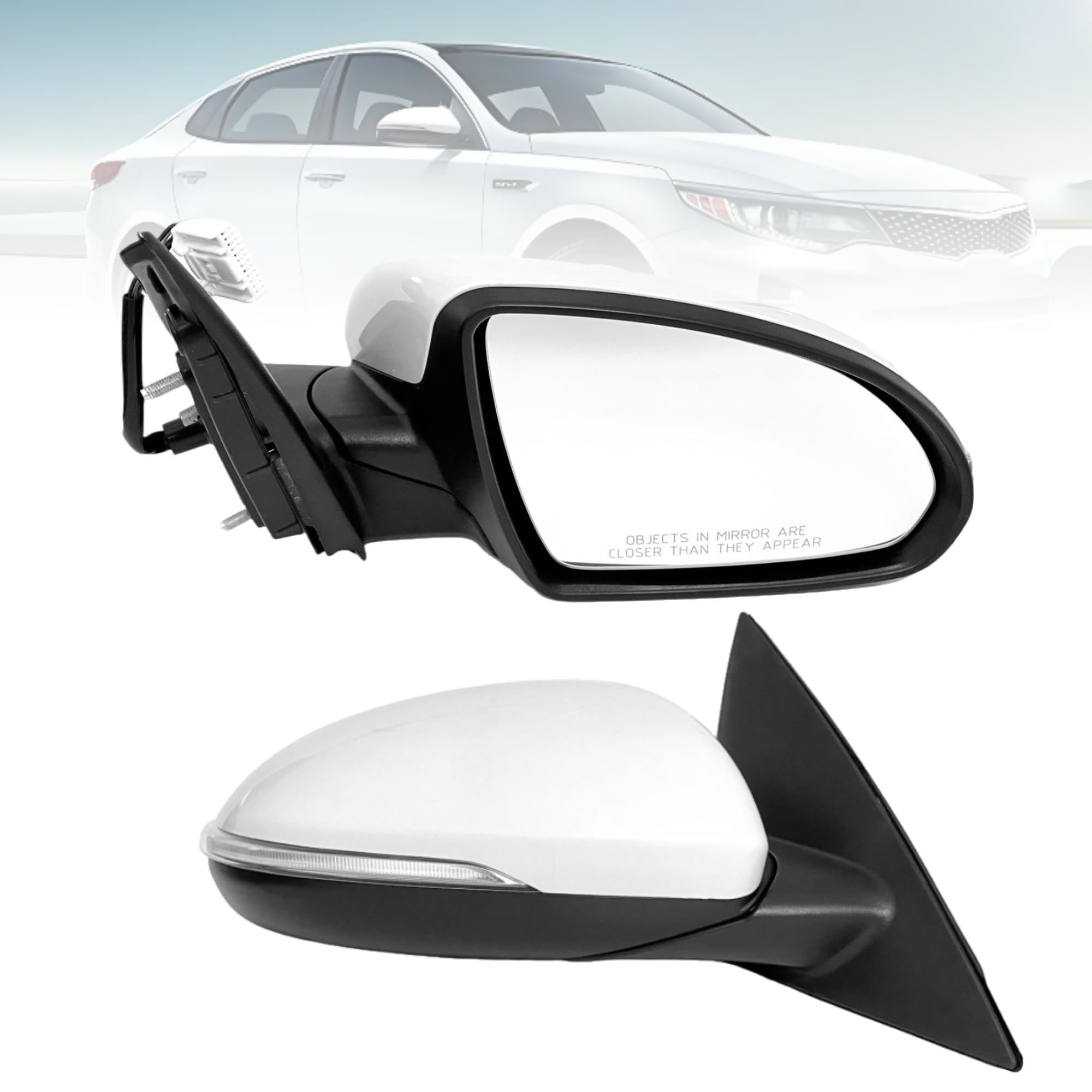 Photo 1 of Passenger Side Mirror Compatible with 2016 2017 2018 Kia Optima Rear View Mirror With In-housing Signal Light, Manual Folding Power Glass Non-Heated, Paintable