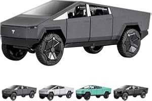 EROCK 1:24 Scale Cybertruck Model Toy Pull Back Pick-Up Truck with Sound and Light, Alloy Diecast Truck Toys for Kids Gift or Vehicles Model Collection Enthusiasts (Matte Black)