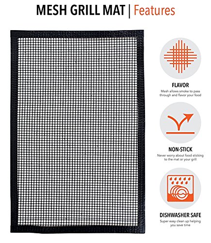 BBQ Butler Grill Mat - Mesh Non-Stick Grill Mat - Perfect For Smokers - Traeger, Green Egg, Kamodo Compatible - 2 Mats - Thumbnail 3
