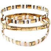 Bohxantium Tila Flat Beaded Bracelets for Women Bohemian Colorful Stretch Square Glass Bead Bracelet Stack Elastic Layering Stackable Handmade Boho Trendy Holiday Jewelry Accessories Friendship Gift