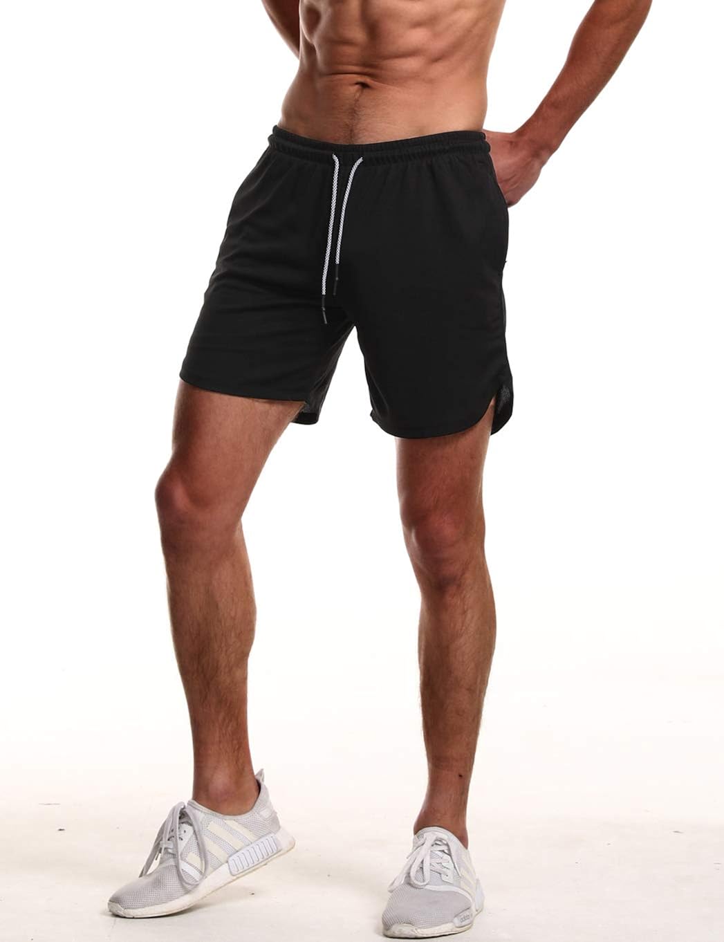 FLYFIREFLY Men's 2-in-1 Workout Running Shorts 7" Lightweight Gym Yoga Training Sport Short Pants: Clothing