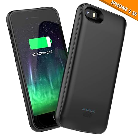 BasicStock iPhone SE 5SE 5 5S Akku Hülle, Dünne 4000mAh Wiederaufladbar Batterie Hülle Schutzsicherung Ladegerät Batterie Hül