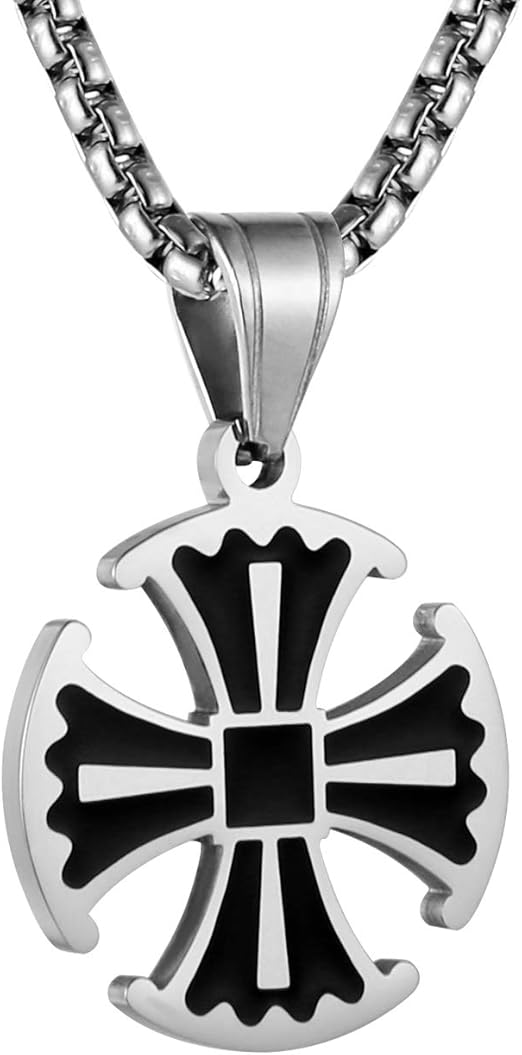 HZMAN Mens Anglican Canterbury Cross Stainless Steel Pendant Necklace