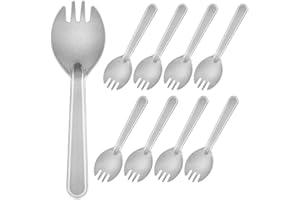 Hitefu 100 Pcs Heavy Weight Disposable Sporks, Individually Wrapped Plastic Fork/Spoon for Party, Picnic & Restaurant Supply 
