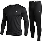 Spyder Mens Thermal Top and Bottom Set - 2 Piece Fleece Lined Thermal Shirts for Men and Long Johns Leggings Base Layer Set