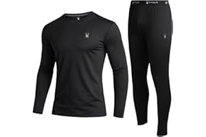 Spyder Mens Thermal Top and Bottom Set - 2 Piece Fleece Lined Thermal Shirts for Men and Long Johns Leggings Base Layer Set