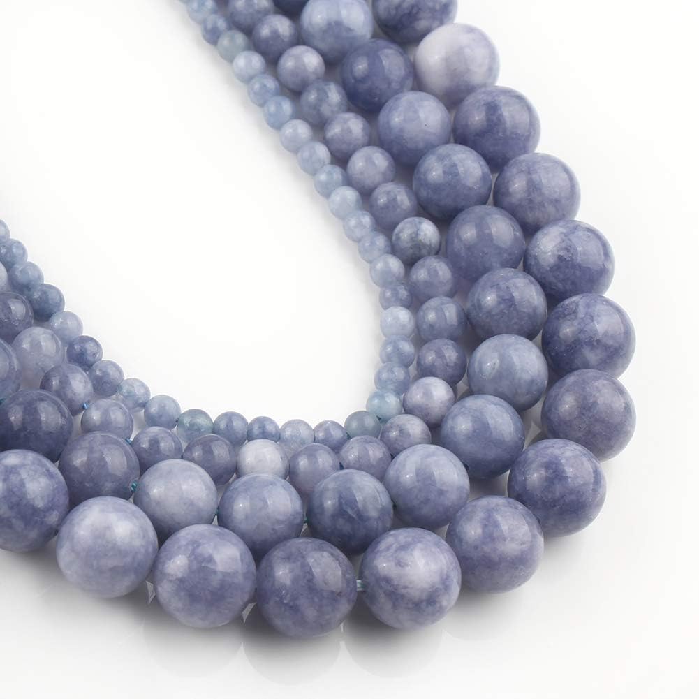 Yochus 6mm Blue Angelite Round Loose Beads Natural Stone Beads for Jewelry Making