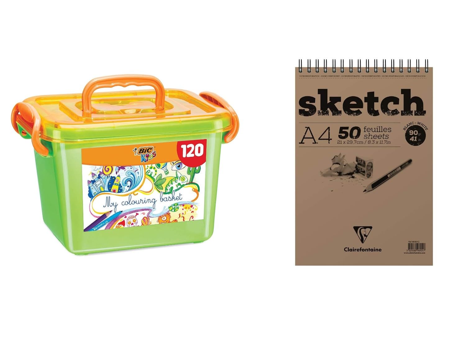 BIC Kids Colouring Set Of 120 Colouring Pencils and Felt Pens for Kids in Assorted, Vibrant Colours - Includes Storage Box