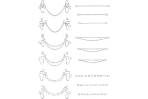 PunkTracker Fake Nose Rings for Women and Men with Chain - Stainless Steel Nose Cuffs Non Pierced African Gold Fake Nose Piercings Jewelry for Teen