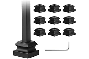 LUKLOY 10 Pack Wrought Iron Balusters Shoes Flat Shoes with Allen Wrench for 1/2 Inch Stair Baluster, Metal Railing Indoor Spindles Banister